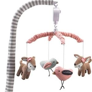 Lolli Living Baby Girl Crib Musical Mobile Knitted Woodland Bird & Deer
